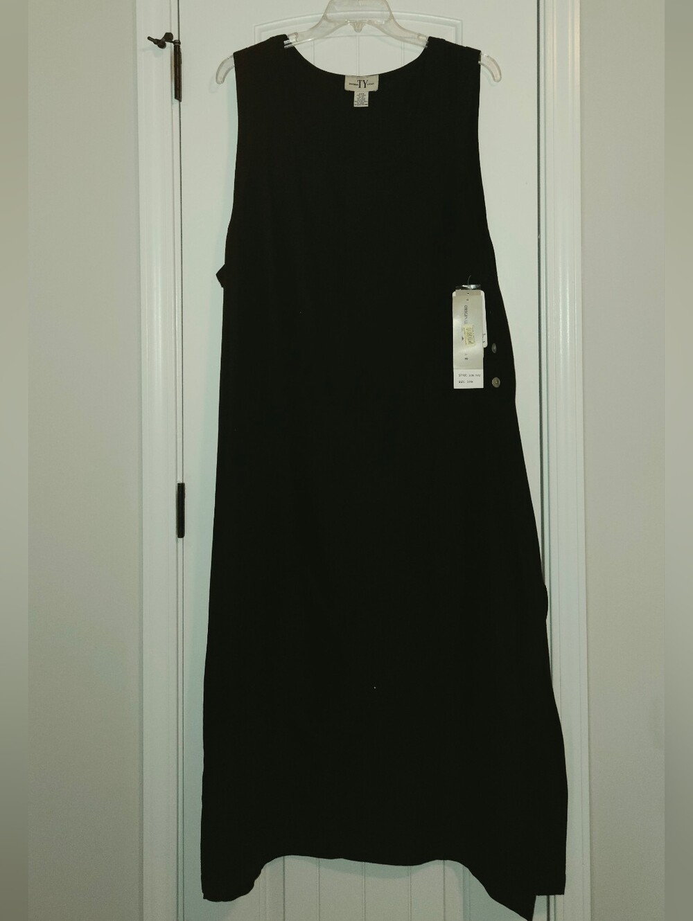 Original Ty Wear Vintage Black Sleeveless Midi Shift Dress with Side Buttons